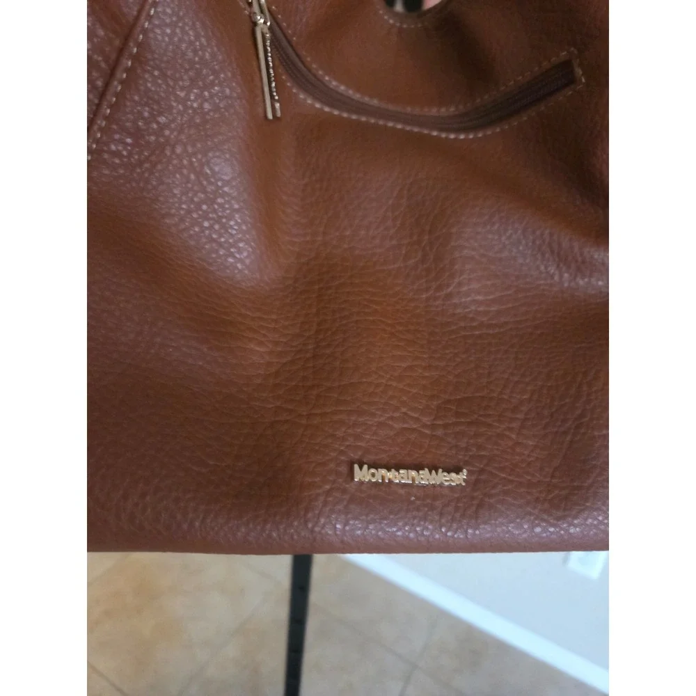 Montana West Cognac Brown Pebbled Vegan Leather Slouchy Hobo Shoulder Bag